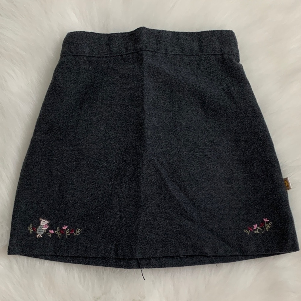 Chic Charcoal Kids Mini Skirt with Floral Embroidery